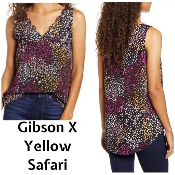 Gibson x Living in Yellow City Safari Scalloped V-Neck Tank - Picture 1 of 6
